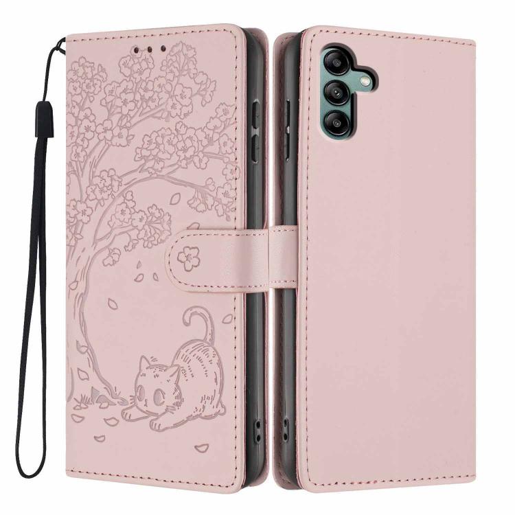 Custodia ecopelle con stampa gatto per Samsung Galaxy A13 5G, A53 5G e A73 5G