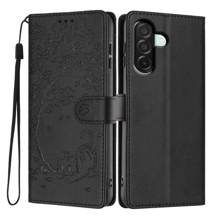 Custodia in ecopelle con stampa a rilievo di gatto per Samsung Galaxy A57 5G