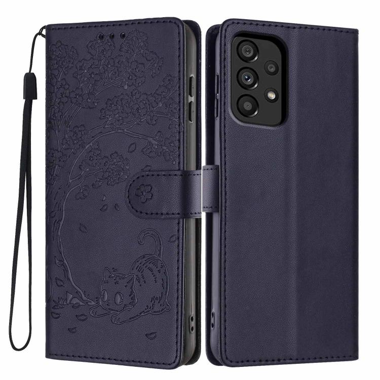 Custodia ecopelle con stampa gatto per Samsung Galaxy A13 5G, A53 5G e A73 5G
