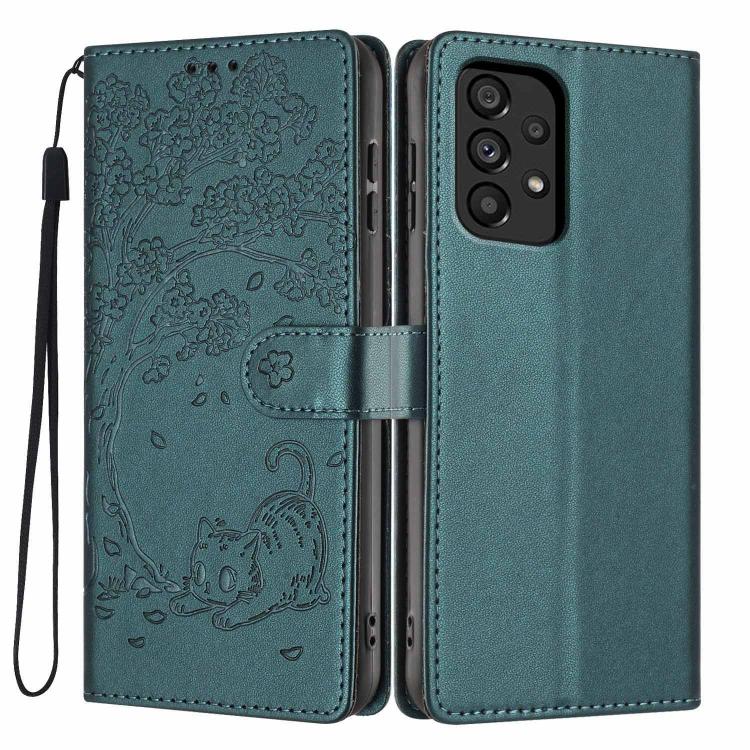 Custodia ecopelle con stampa gatto per Samsung Galaxy A13 5G, A53 5G e A73 5G