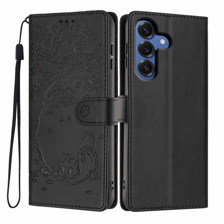 Custodia in ecopelle con stampa a rilievo di gatto per Samsung Galaxy A57 5G