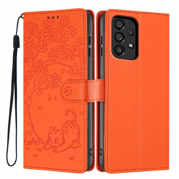 Custodia ecopelle con stampa gatto per Samsung Galaxy A13 5G, A53 5G e A73 5G