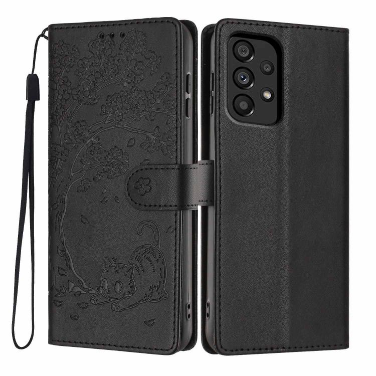 Custodia ecopelle con stampa gatto per Samsung Galaxy A13 5G, A53 5G e A73 5G