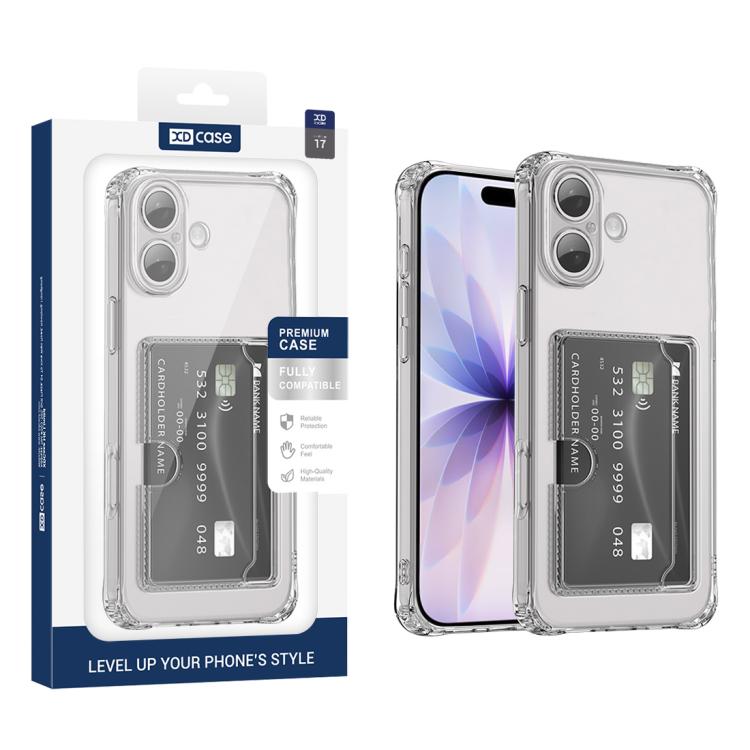 Custodia per telefono XDcase in TPU trasparente con slot per carte e foro di precisione., For iPhone 17 Pro Max, For iPhone 17 Pro, For iPhone 17, For iPhone Air