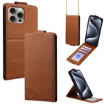 Cover a libro verticale in similpelle vegana tinta unita con tracolla, For iPhone 16 Pro, For iPhone 16 Plus, For iPhone 16, For iPhone 15 Pro Max, For iPhone 15 Pro, For iPhone 15 Plus