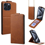 Cover a libro verticale in similpelle vegana tinta unita con tracolla, For iPhone 16 Pro, For iPhone 16 Plus, For iPhone 16, For iPhone 15 Pro Max, For iPhone 15 Pro, For iPhone 15 Plus