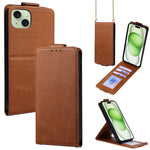 Cover a libro verticale in similpelle vegana tinta unita con tracolla, For iPhone 16 Pro, For iPhone 16 Plus, For iPhone 16, For iPhone 15 Pro Max, For iPhone 15 Pro, For iPhone 15 Plus