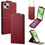 Cover a libro verticale in similpelle vegana tinta unita con tracolla, For iPhone 16 Pro, For iPhone 16 Plus, For iPhone 16, For iPhone 15 Pro Max, For iPhone 15 Pro, For iPhone 15 Plus