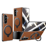Custodia in vera pelle con supporto magnetico girevole per Samsung Galaxy Z