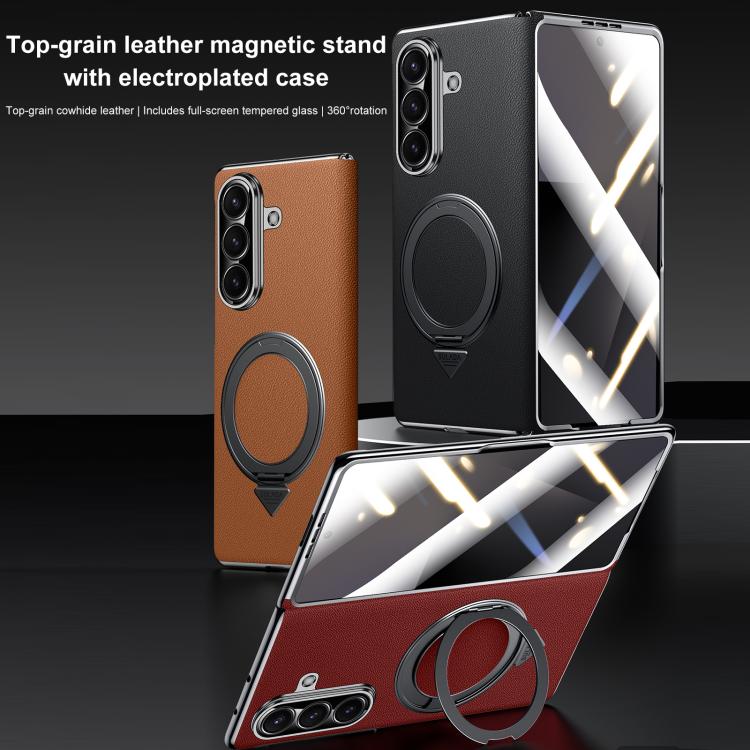 Custodia in vera pelle con supporto magnetico girevole per Samsung Galaxy Z