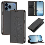 Custodia per telefono in ecopelle con protezione RFID magnetica e stampa a rilievo di simpatici gattini., For iPhone 17e / 16e, For iPhone 17 Pro Max
