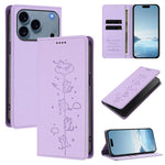Custodia per telefono in ecopelle con protezione RFID magnetica e stampa a rilievo di simpatici gattini., For iPhone 17e / 16e, For iPhone 17 Pro Max