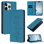 Custodia per telefono in ecopelle con protezione RFID magnetica e stampa a rilievo di simpatici gattini., For iPhone Air, For iPhone 16 Pro Max