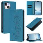 Custodia per telefono in ecopelle con protezione RFID magnetica e stampa a rilievo di simpatici gattini., For iPhone 15 Pro, For iPhone 15 Plus