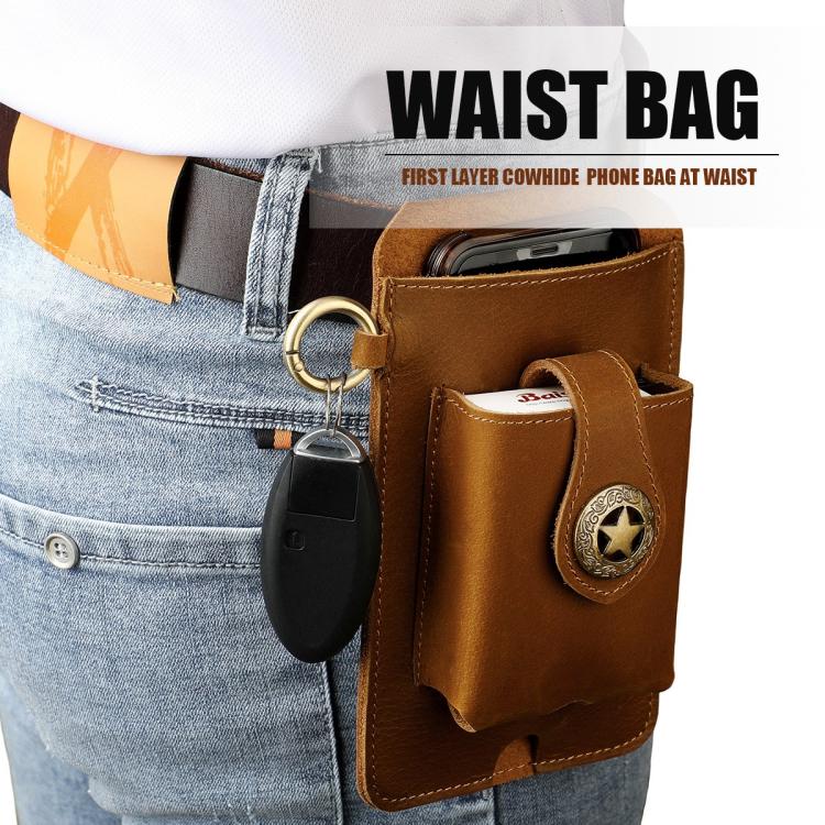 Marsupio uomo vintage in vera pelle con custodia cellulare