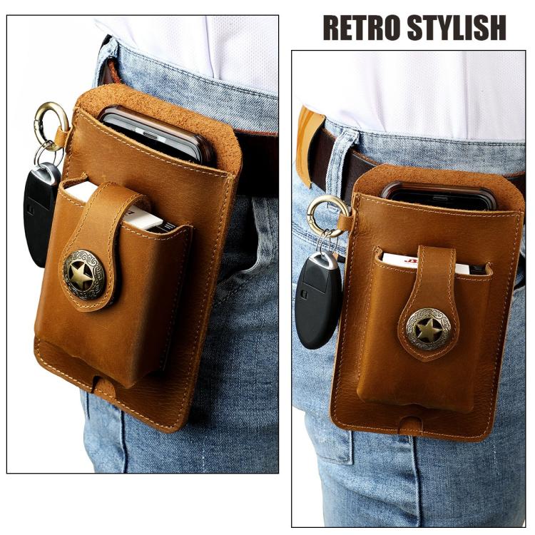 Marsupio uomo vintage in vera pelle con custodia cellulare