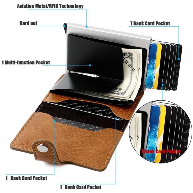 Portafoglio multi-carta in lega di alluminio con protezione RFID