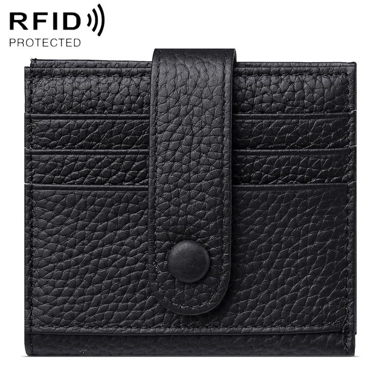 Portafoglio multi-carta RFID in vera pelle con fibbia