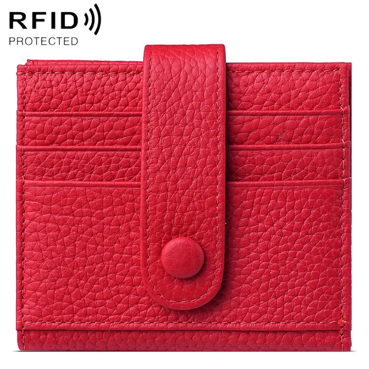 Portafoglio multi-carta RFID in vera pelle con fibbia