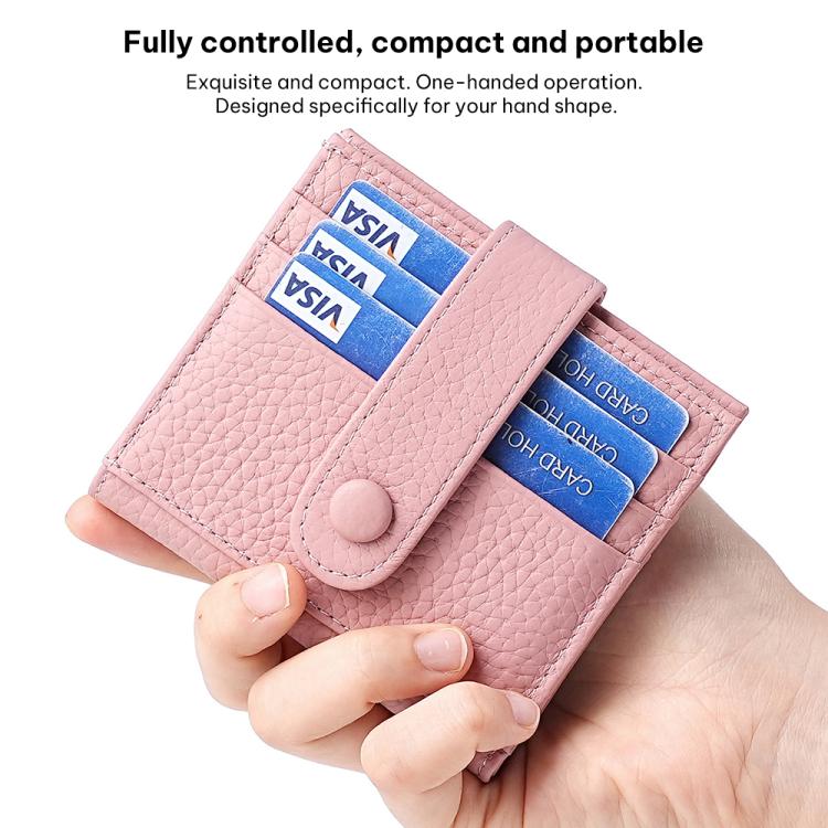 Portafoglio multi-carta RFID in vera pelle con fibbia