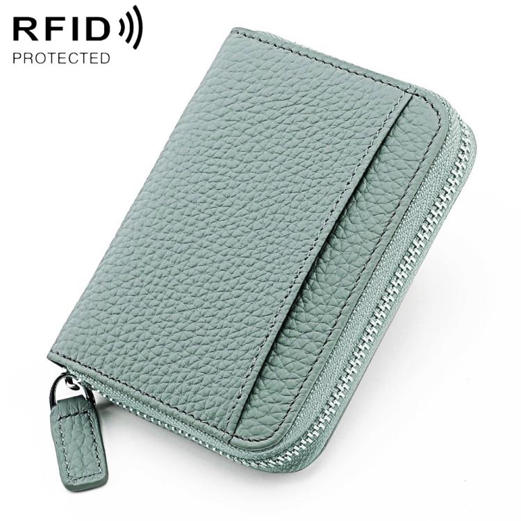 Portacarte a fisarmonica in pelle con cerniera e protezione RFID