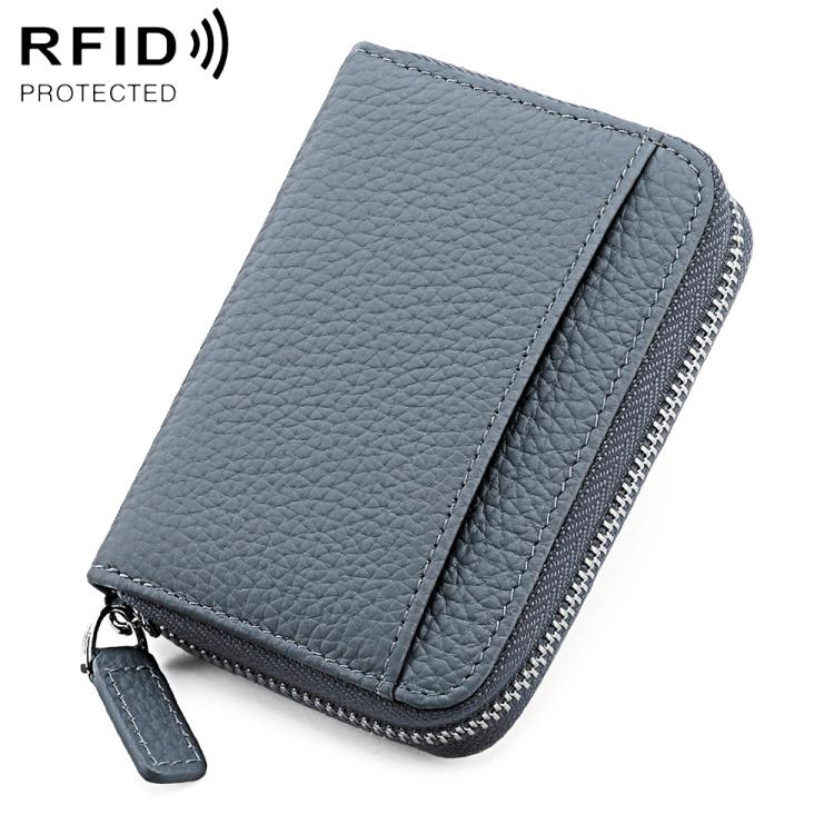 Portacarte a fisarmonica in pelle con cerniera e protezione RFID
