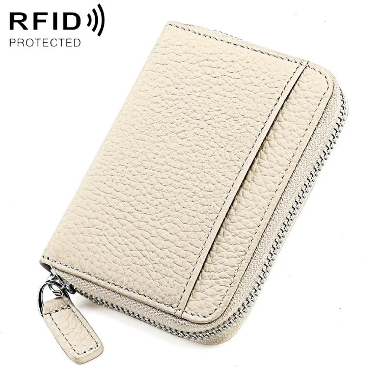 Portacarte a fisarmonica in pelle con cerniera e protezione RFID