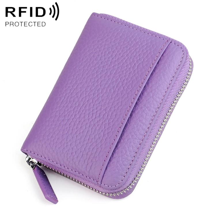 Portacarte a fisarmonica in pelle con cerniera e protezione RFID