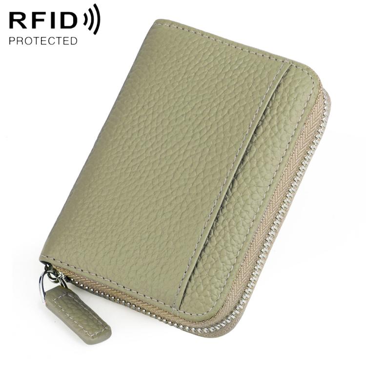 Portacarte a fisarmonica in pelle con cerniera e protezione RFID