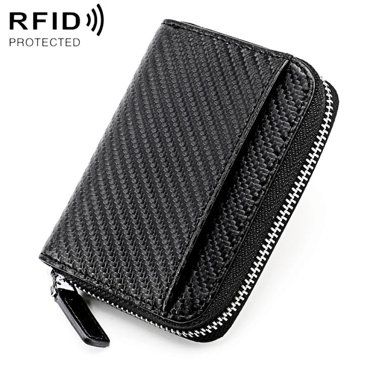 Portacarte a fisarmonica in pelle con cerniera e protezione RFID