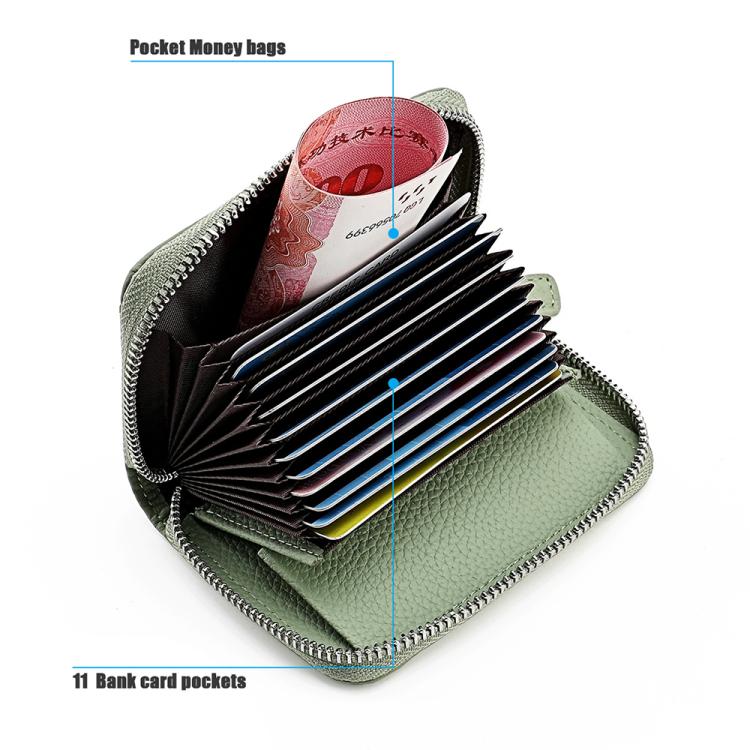 Portacarte a fisarmonica in pelle con cerniera e protezione RFID