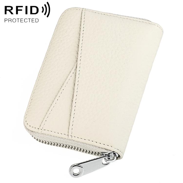 Portafoglio in vera pelle con cerniera e protezione RFID