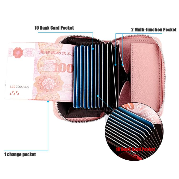 Portafoglio in vera pelle con cerniera e protezione RFID
