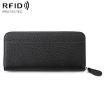 Portamonete a soffietto in pelle con cerniera e protezione RFID