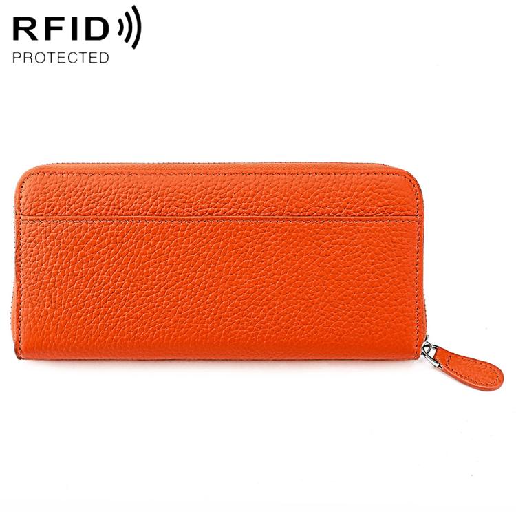 Portamonete a soffietto in pelle con cerniera e protezione RFID