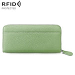 Portamonete a soffietto in pelle con cerniera e protezione RFID