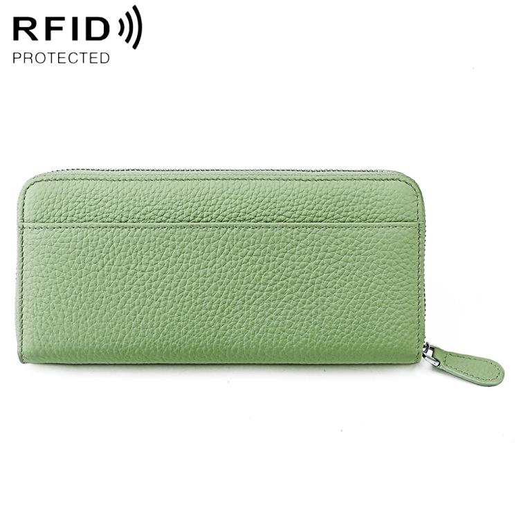 Portamonete a soffietto in pelle con cerniera e protezione RFID