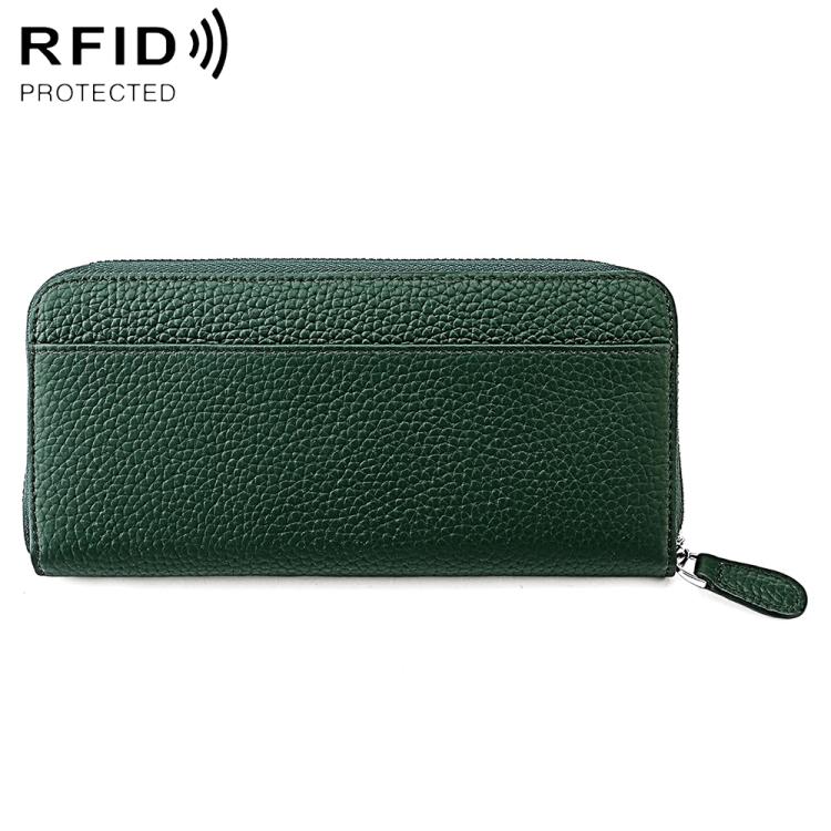 Portamonete a soffietto in pelle con cerniera e protezione RFID