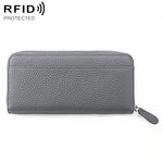 Portamonete a soffietto in pelle con cerniera e protezione RFID