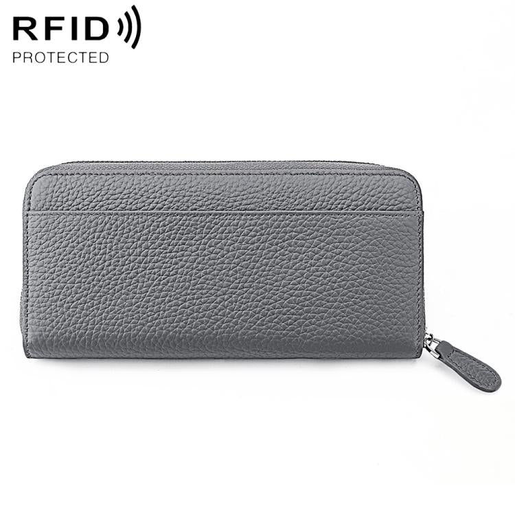 Portamonete a soffietto in pelle con cerniera e protezione RFID