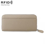 Portamonete a soffietto in pelle con cerniera e protezione RFID