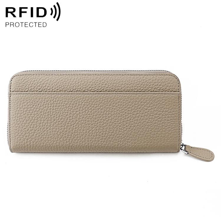 Portamonete a soffietto in pelle con cerniera e protezione RFID