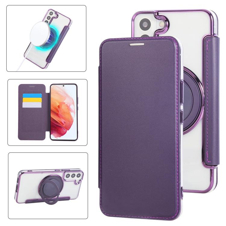 Custodia ultra sottile in ecopelle con supporto girevole per Samsung Galaxy S22