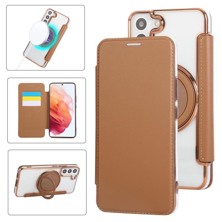 Custodia ultra sottile in ecopelle con supporto girevole per Samsung Galaxy S22