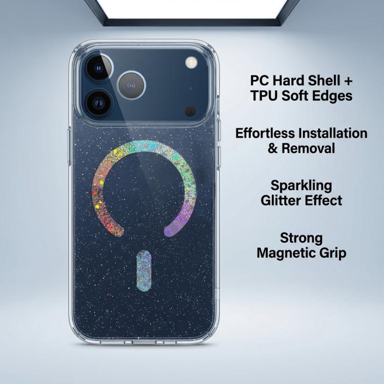 Custodia magnetica in TPU con glitter per iPhone 17 Pro Max