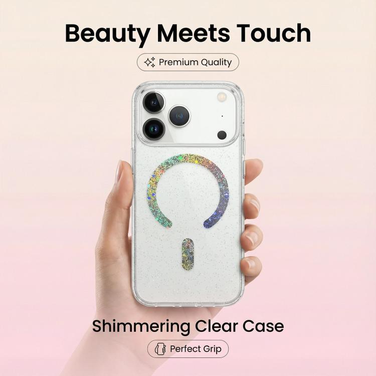 Custodia magnetica in TPU con glitter per iPhone 17 Pro Max