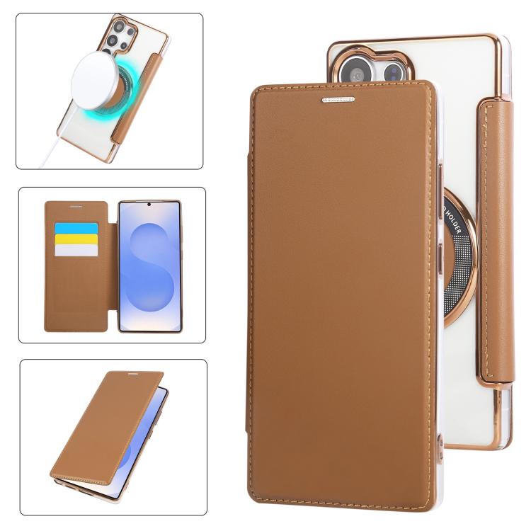 Custodia ultra sottile in ecopelle con placcatura magnetica per Samsung Galaxy
