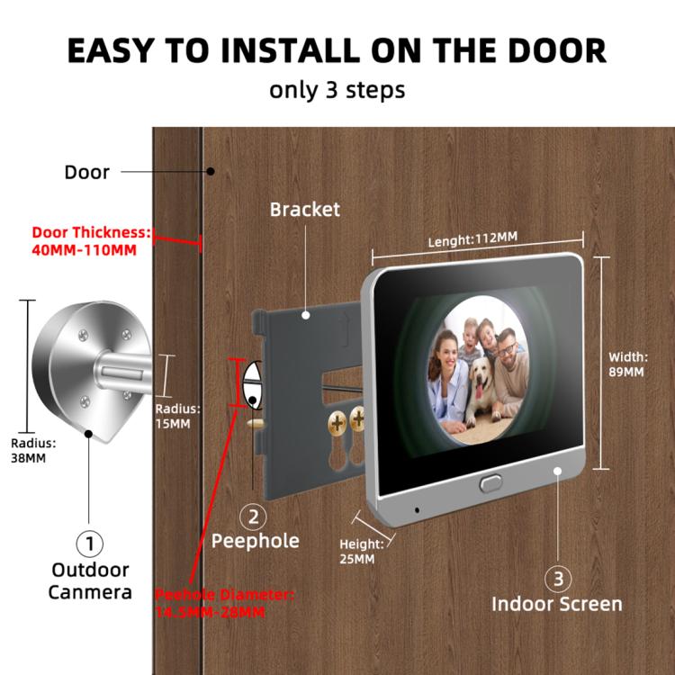 Videocitofono wireless WiFi RH-PD7 con schermo 4,3"