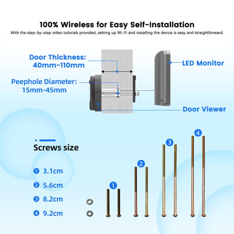 Videocitofono wireless WiFi RH-PD7 con schermo 4,3"