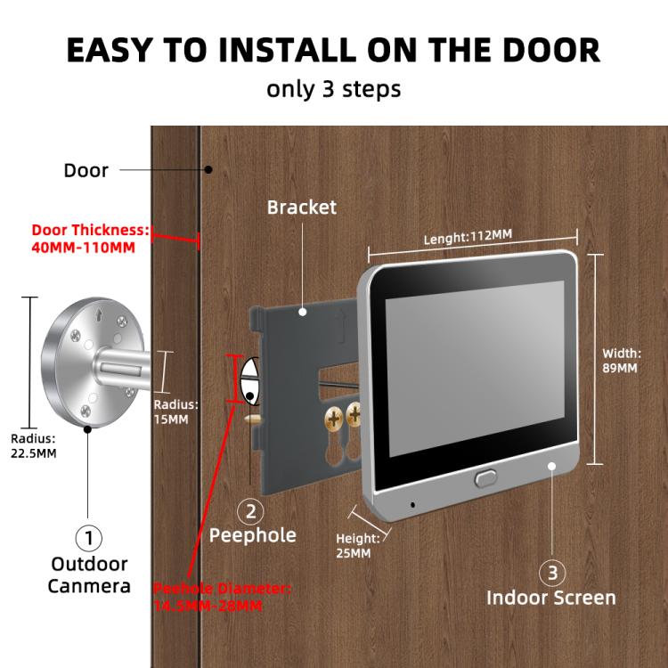 Videocitofono WiFi con schermo HD 4,3" e rilevamento movimento